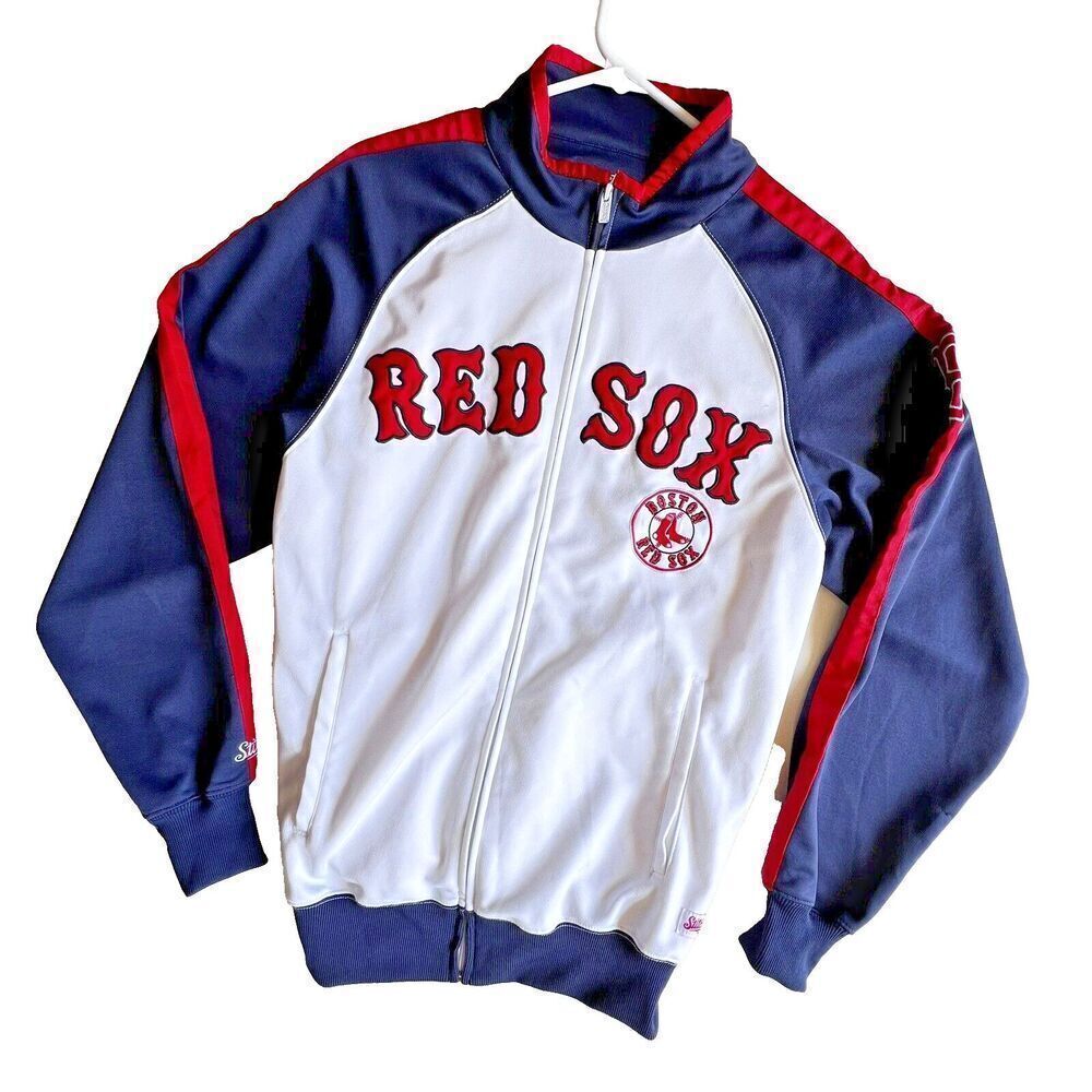 Boston Red Sox Jacket Mens Blue white Majestic MLB Baseball Fleece Lined Sz S